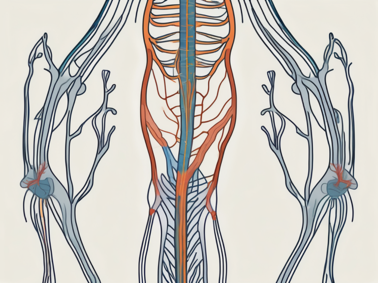 The perineal nerve branching out in the pelvic region